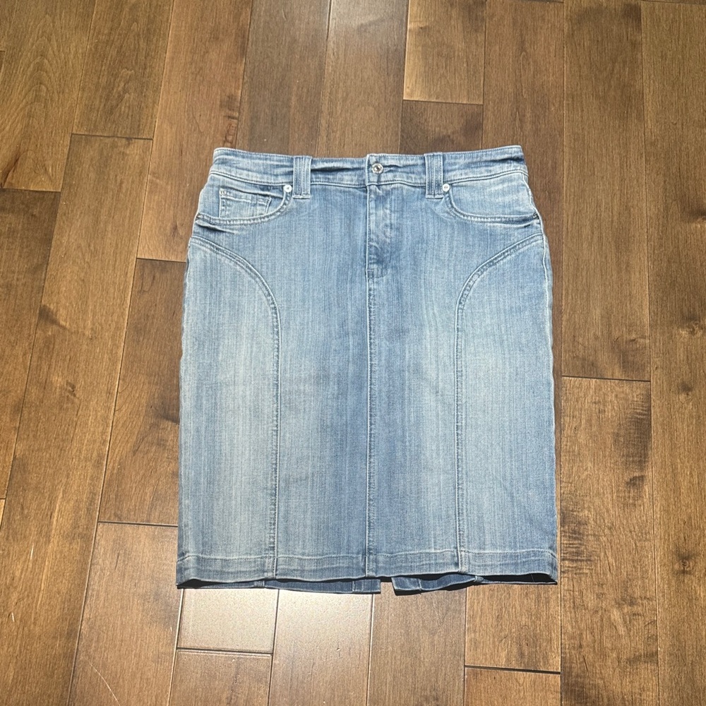 7 For All Mankind Light Blue Denim Pencil Skirt